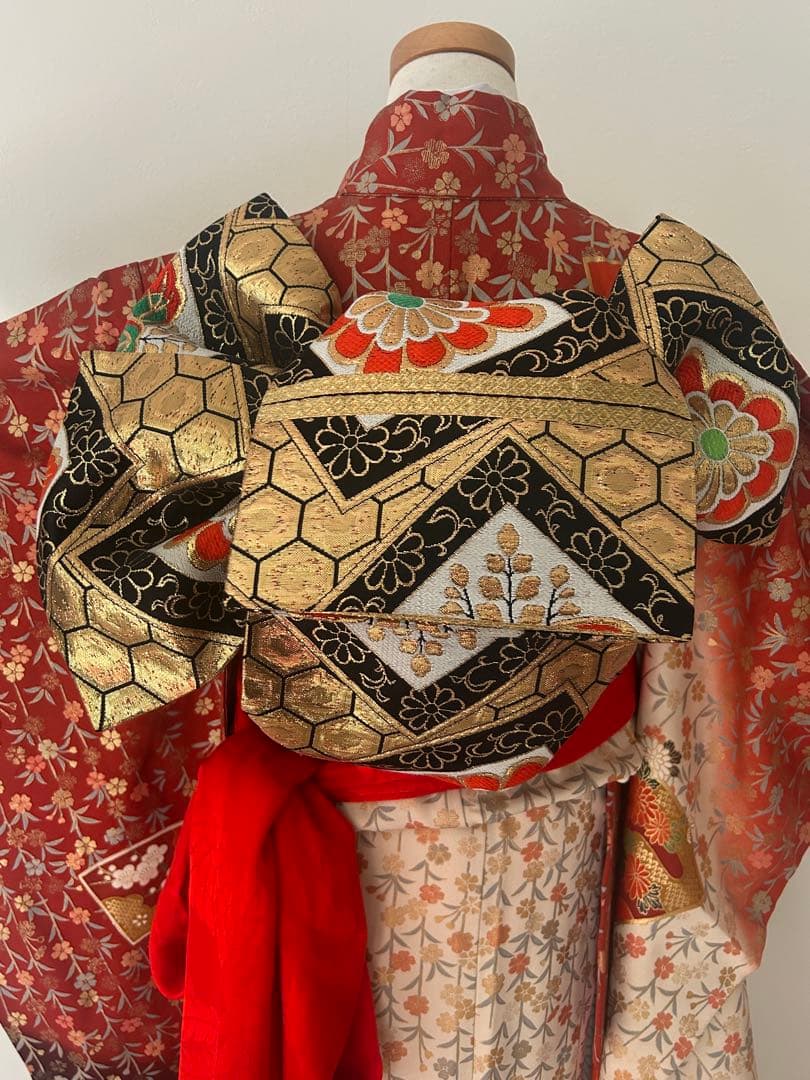 7歳　七五三　正絹着物　帯　帯揚げ　帯締め　しごきのセット