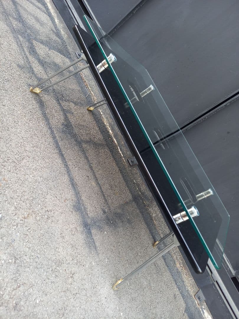 レア　デザイン　1990's　スペースエイジ　ガラス　メタル　ブラック　テーブル