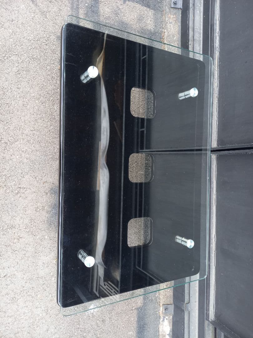 レア　デザイン　1990's　スペースエイジ　ガラス　メタル　ブラック　テーブル