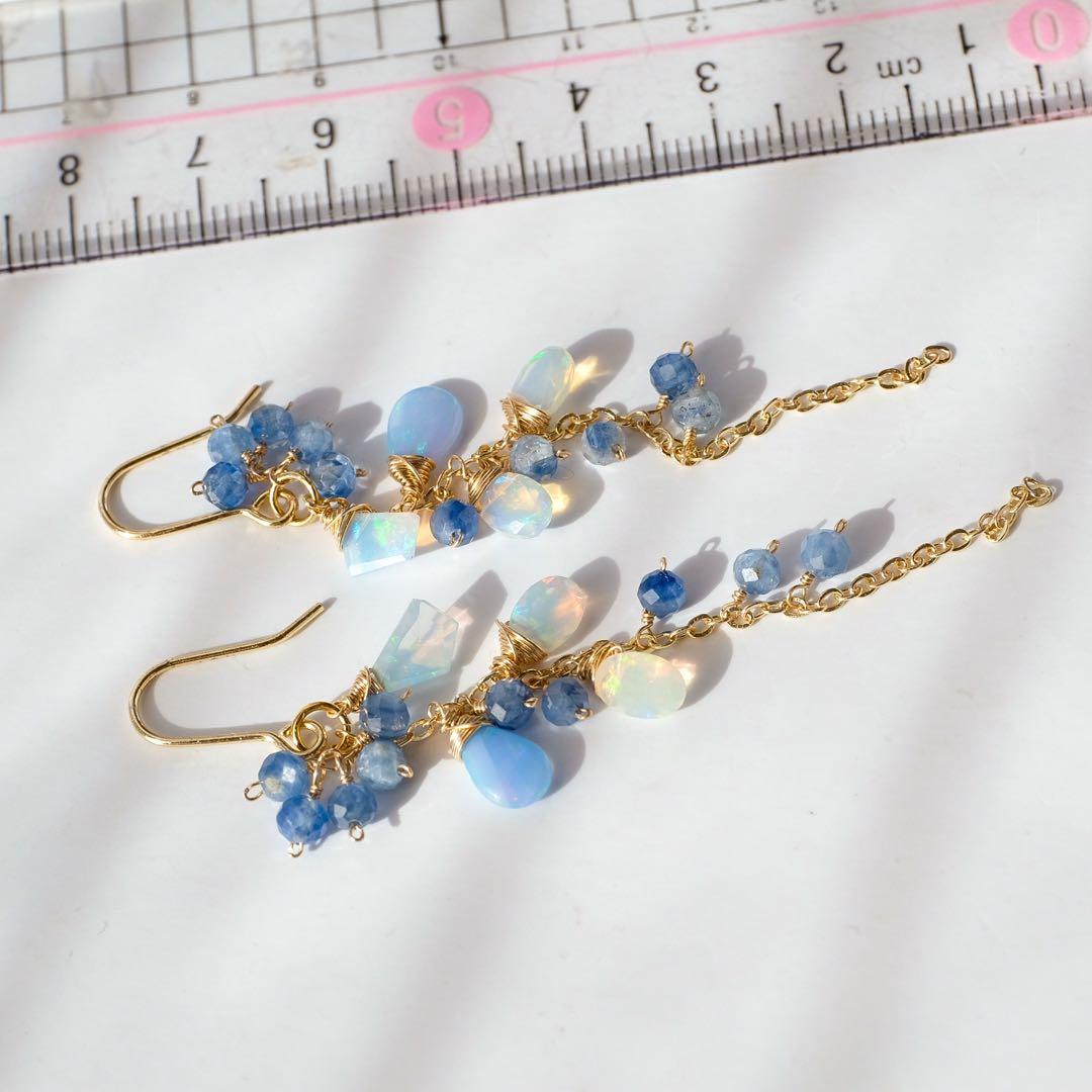 14kgfカラーオパールロングピアス/イヤリング