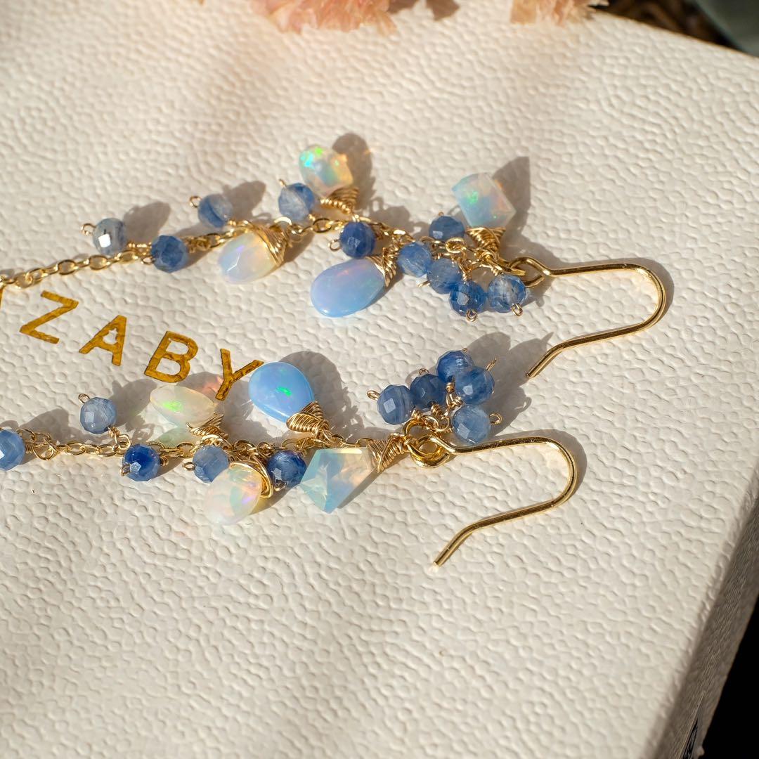 14kgfカラーオパールロングピアス/イヤリング