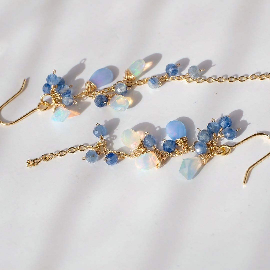 14kgfカラーオパールロングピアス/イヤリング