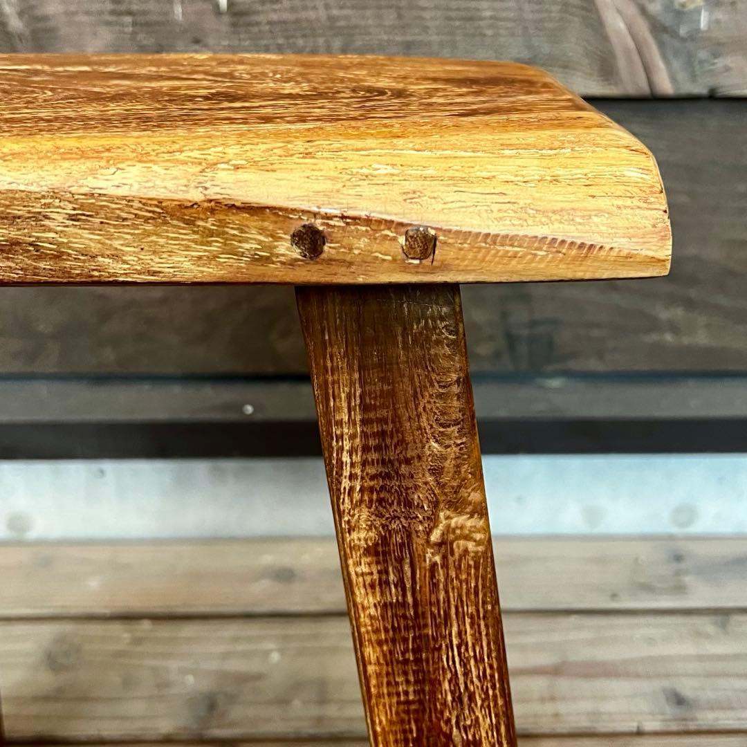 オールドチーク材 一枚板ベンチ35cm チーク無垢材 アンティーク調 スツール