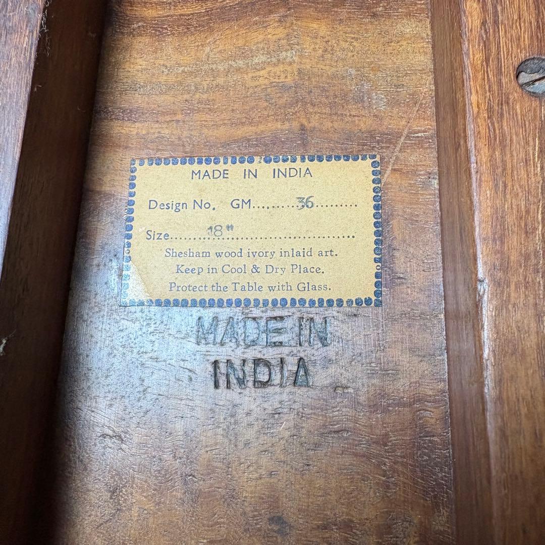 インド製 インディアンローズウッド　天然素材　 象嵌細工 サイドテーブル 3本脚
