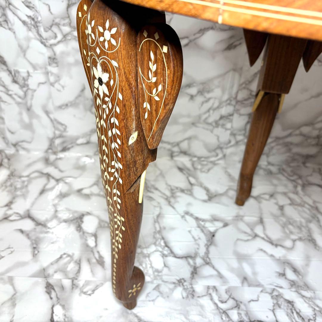 インド製 インディアンローズウッド　天然素材　 象嵌細工 サイドテーブル 3本脚