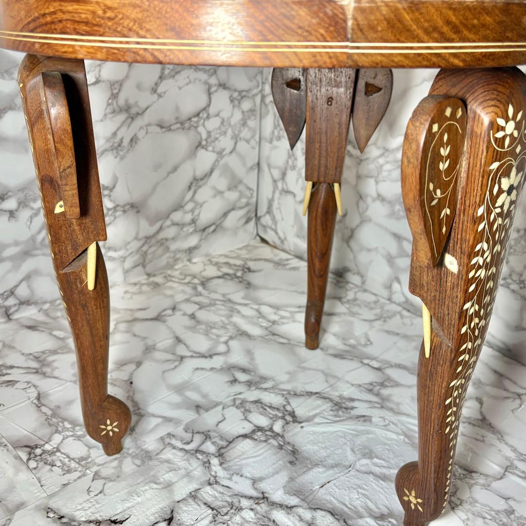 インド製 インディアンローズウッド　天然素材　 象嵌細工 サイドテーブル 3本脚