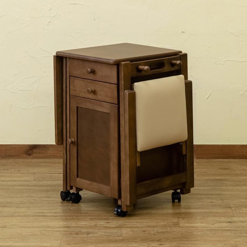 【新品・送料無料】木製折りたたみデスク＆チェア　BR/NA