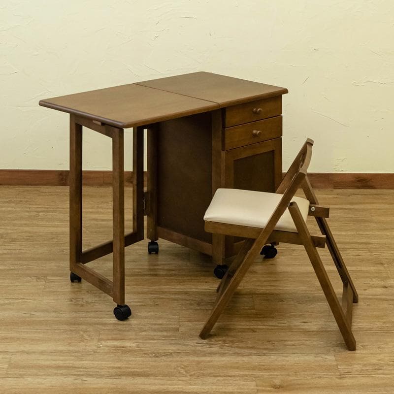 【新品・送料無料】木製折りたたみデスク＆チェア　BR/NA