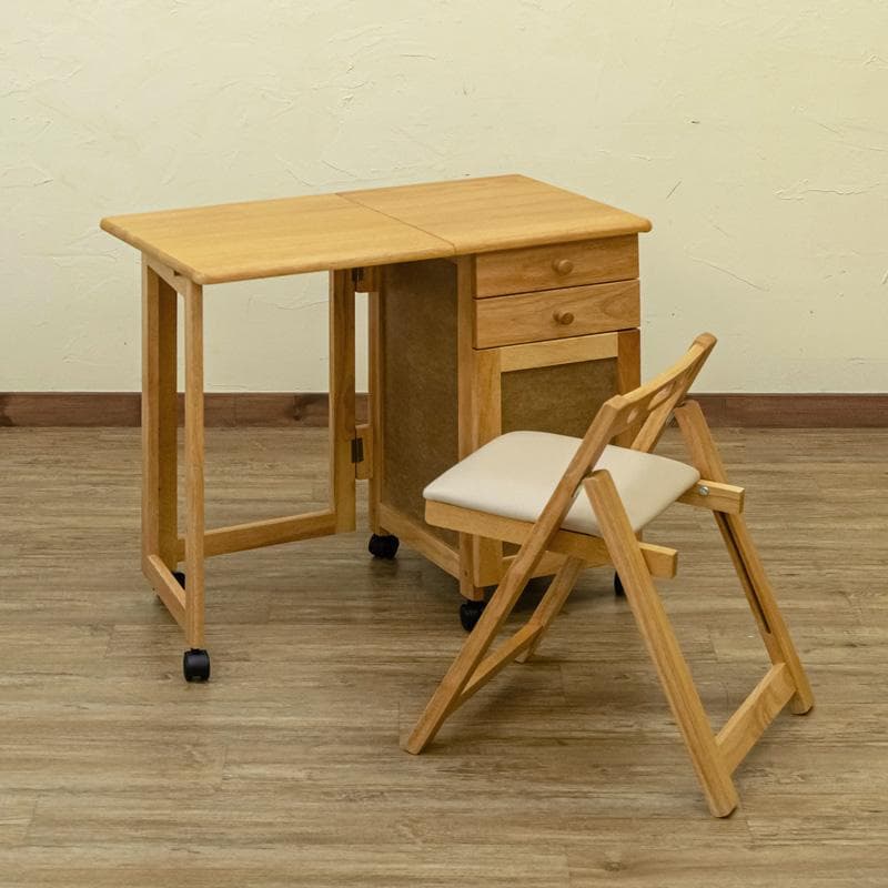 【新品・送料無料】木製折りたたみデスク＆チェア　BR/NA