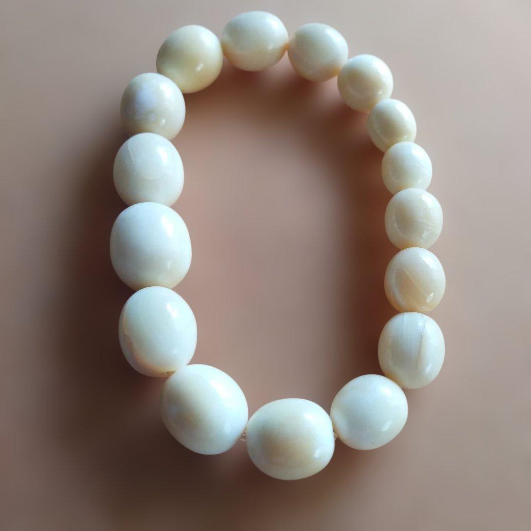 鯨歯　マッコウ鯨　牙玉ブレスレット　18㎝