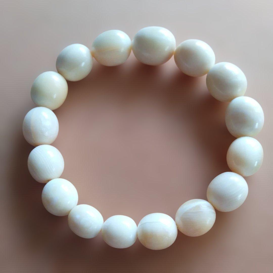 鯨歯　マッコウ鯨　牙玉ブレスレット　18㎝