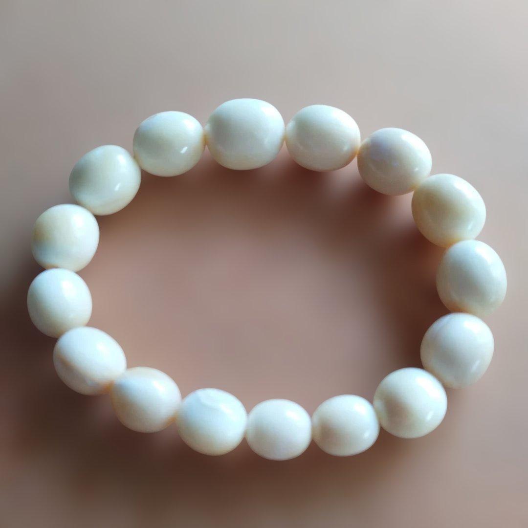 鯨歯　マッコウ鯨　牙玉ブレスレット　18㎝