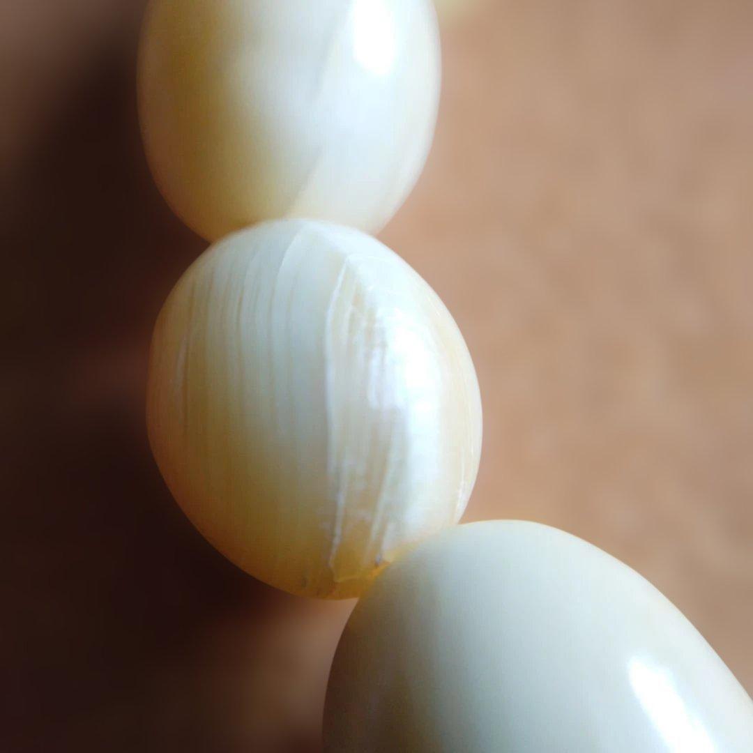 鯨歯　マッコウ鯨　牙玉ブレスレット　18㎝