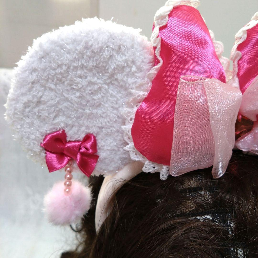 ミニー カチューシャ ホワイト ピンク イヤリング ディズニー - メルカリ