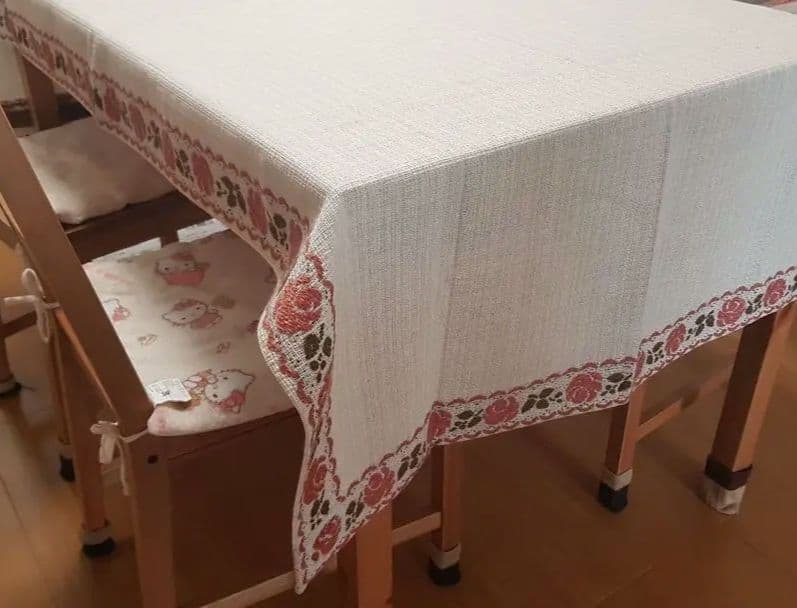 ホワイト 花柄 テーブルクロス