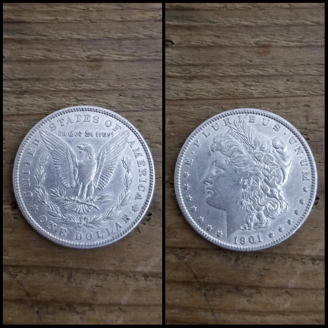 バングル　アメリカ　1ドル銀貨　モルガンダラー　イーグル面　シルバー　古銭