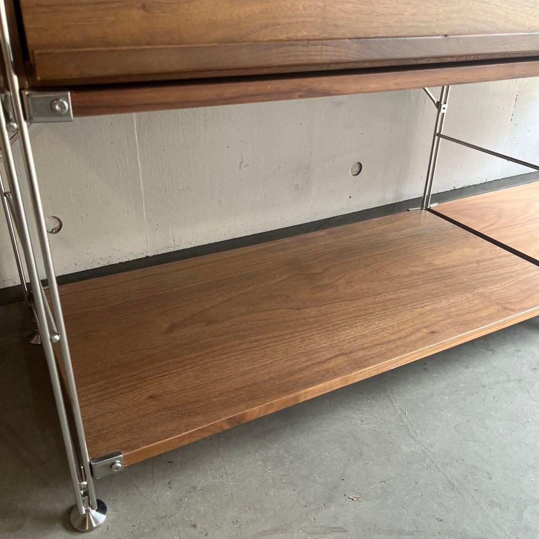 美品☆無印 ステンレスユニットシェルフ ウォールナット材棚・フラップ