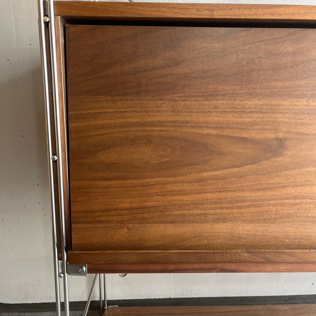 美品☆無印 ステンレスユニットシェルフ ウォールナット材棚・フラップ