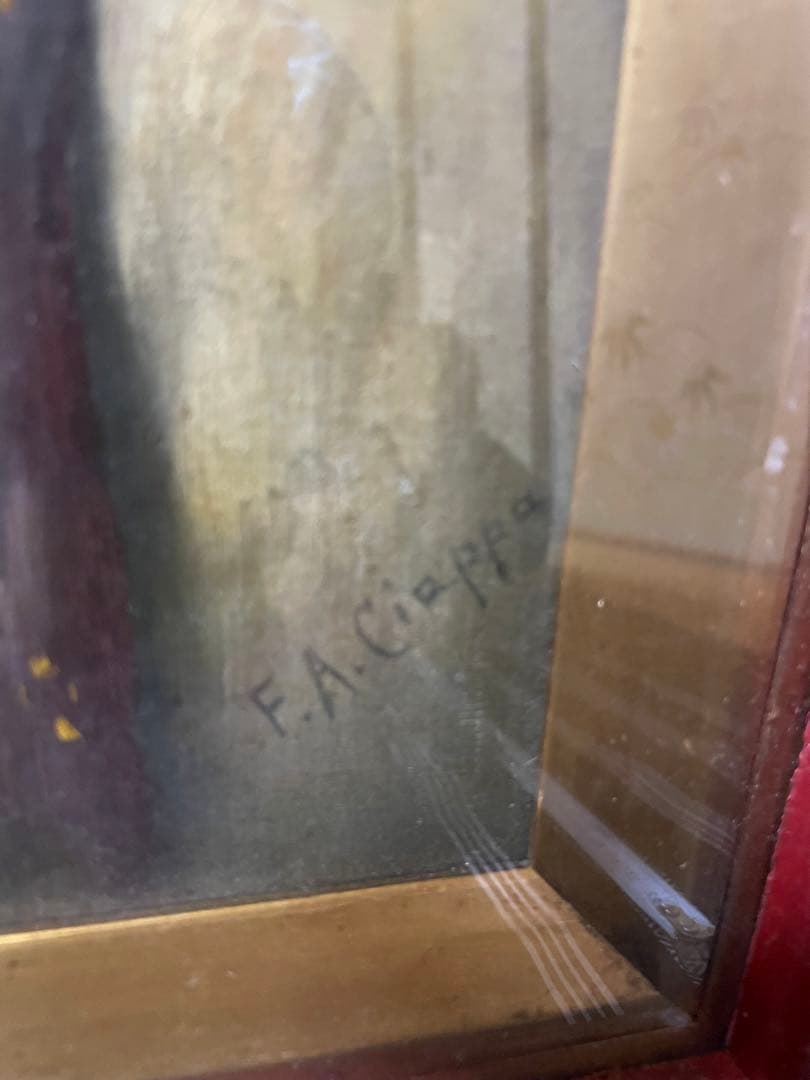 赤いフレームの人物画 FANGU