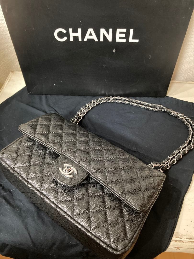 難ありCHANEL 【ノベルティ】チェーン フラップバッグ/キャビア/