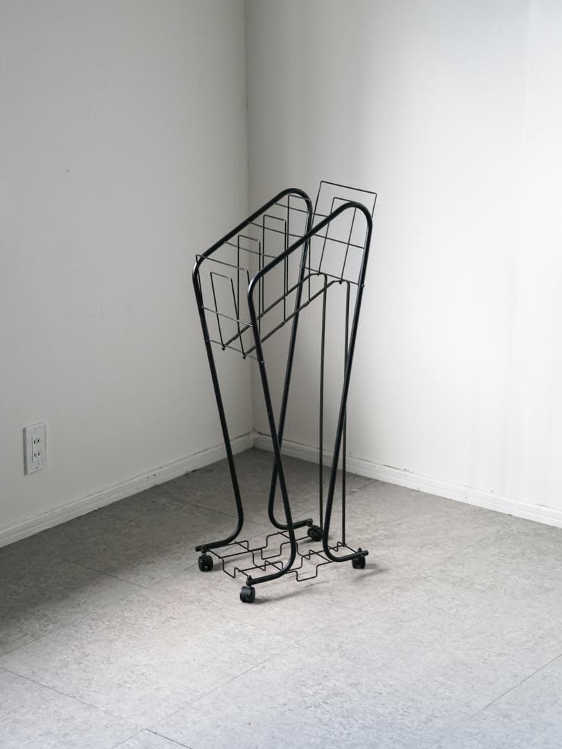 80-90's マガジンラック/収納スタンド キャスター ポストモダン