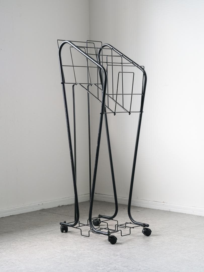 80-90's マガジンラック/収納スタンド キャスター ポストモダン