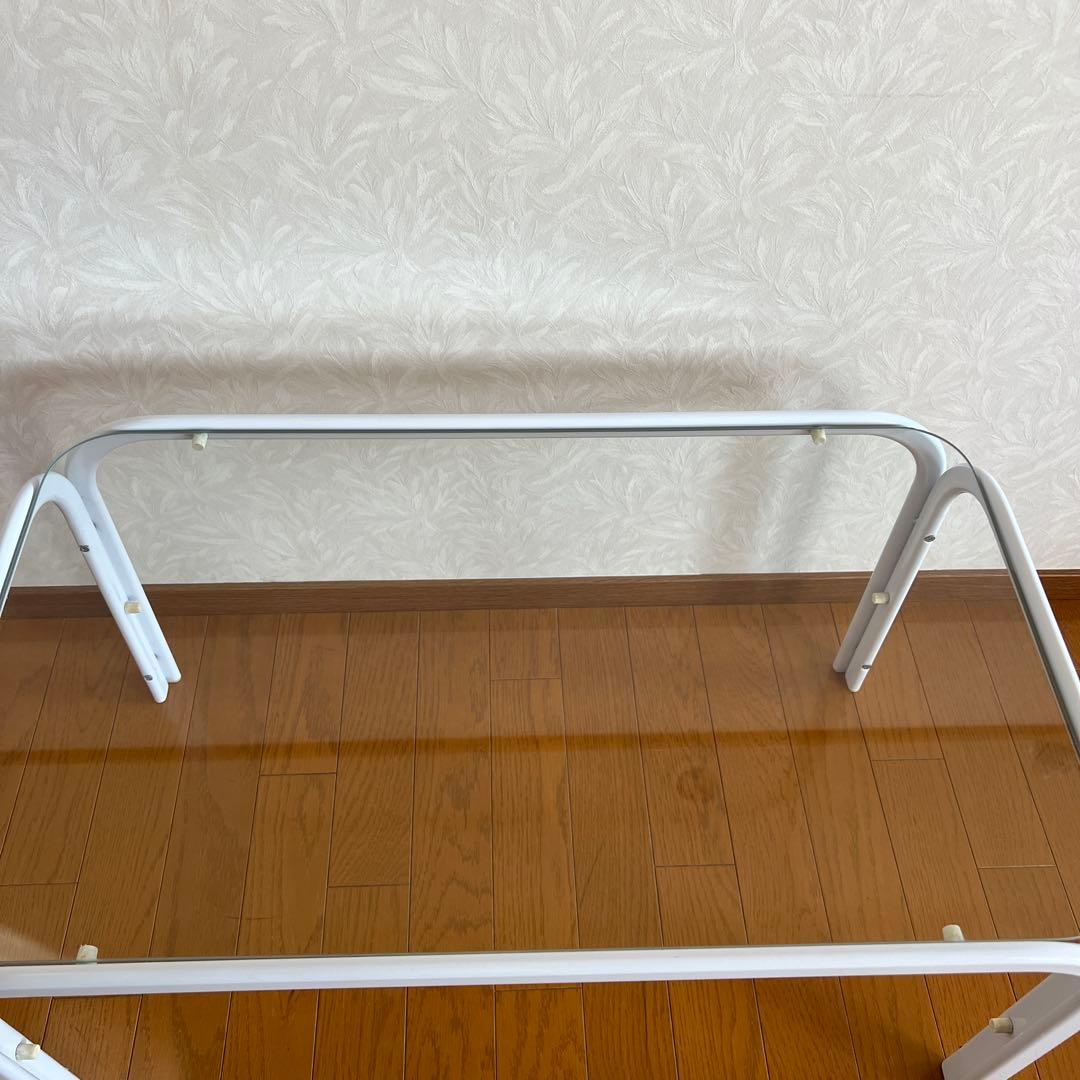 80s 90s モダン ガラステーブル ミッドセンチュリー アイアン 白ホワイト
