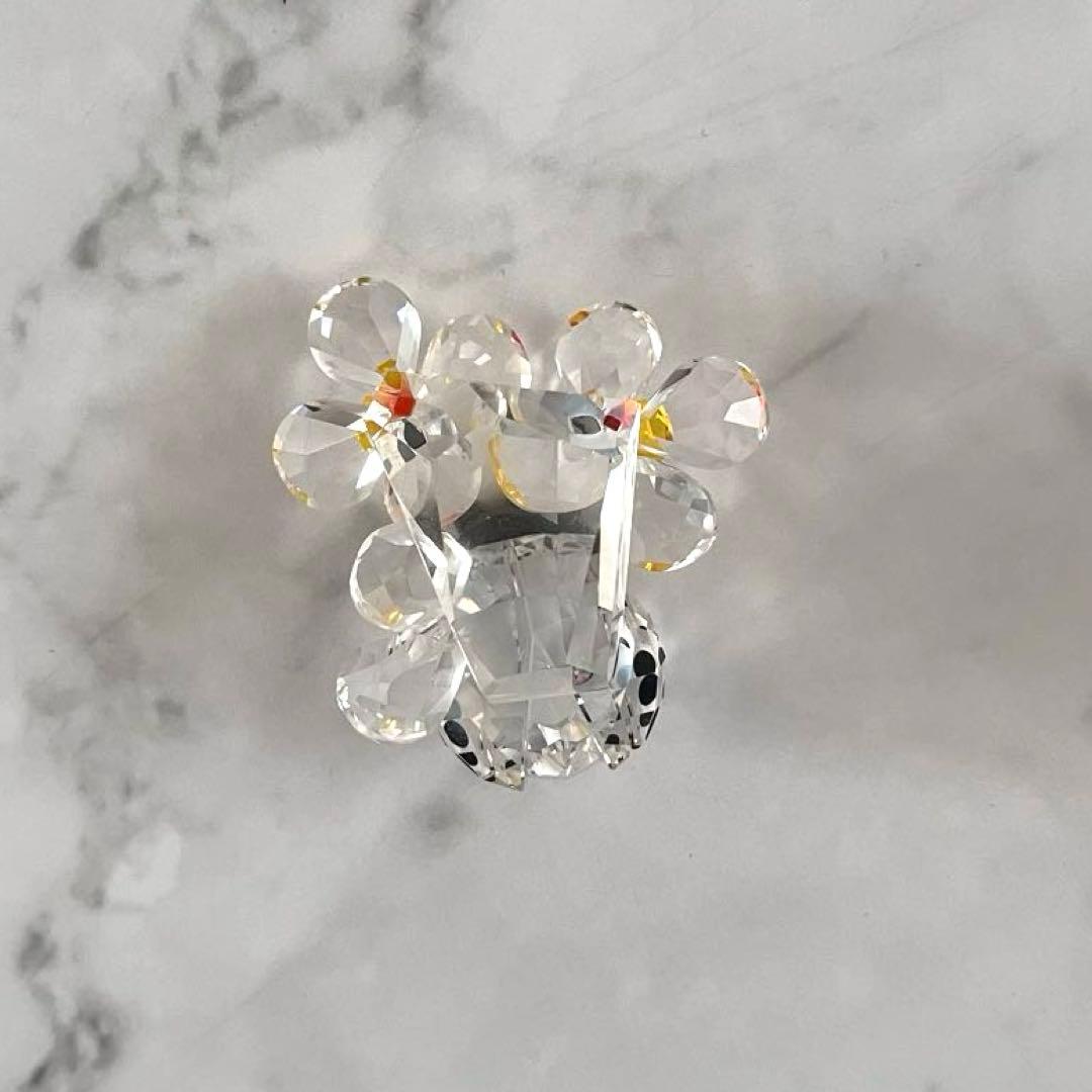 美品　スワロフスキー SWAROVSKI 花とテントウムシ オブジェ 置物