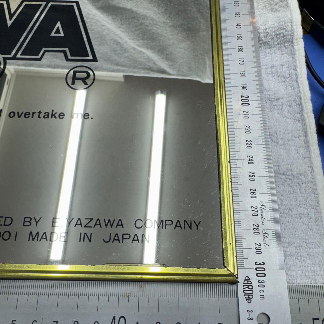 矢沢永吉　Ｅ.YAZAWA 鏡　パブミラー　昭和レトロ　極美品　金縁