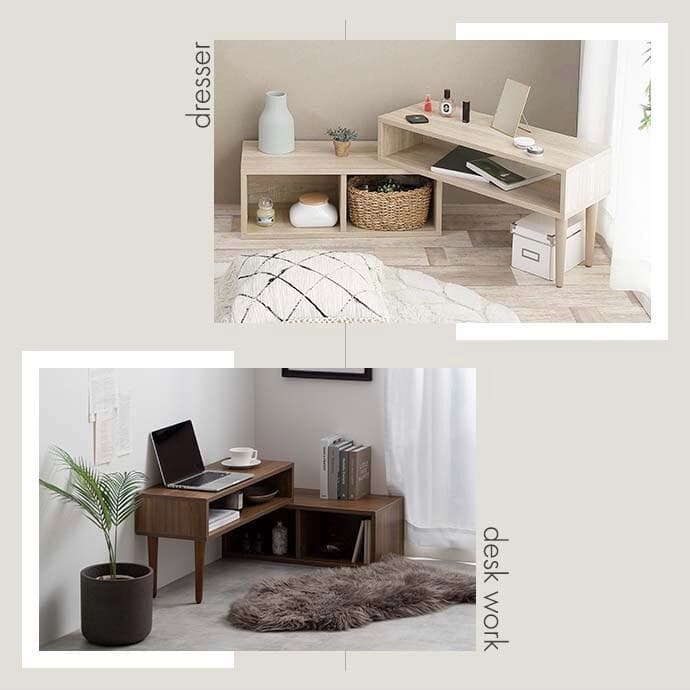 ローボード 棚 75〜133cm伸縮 角度調整 ホワイト