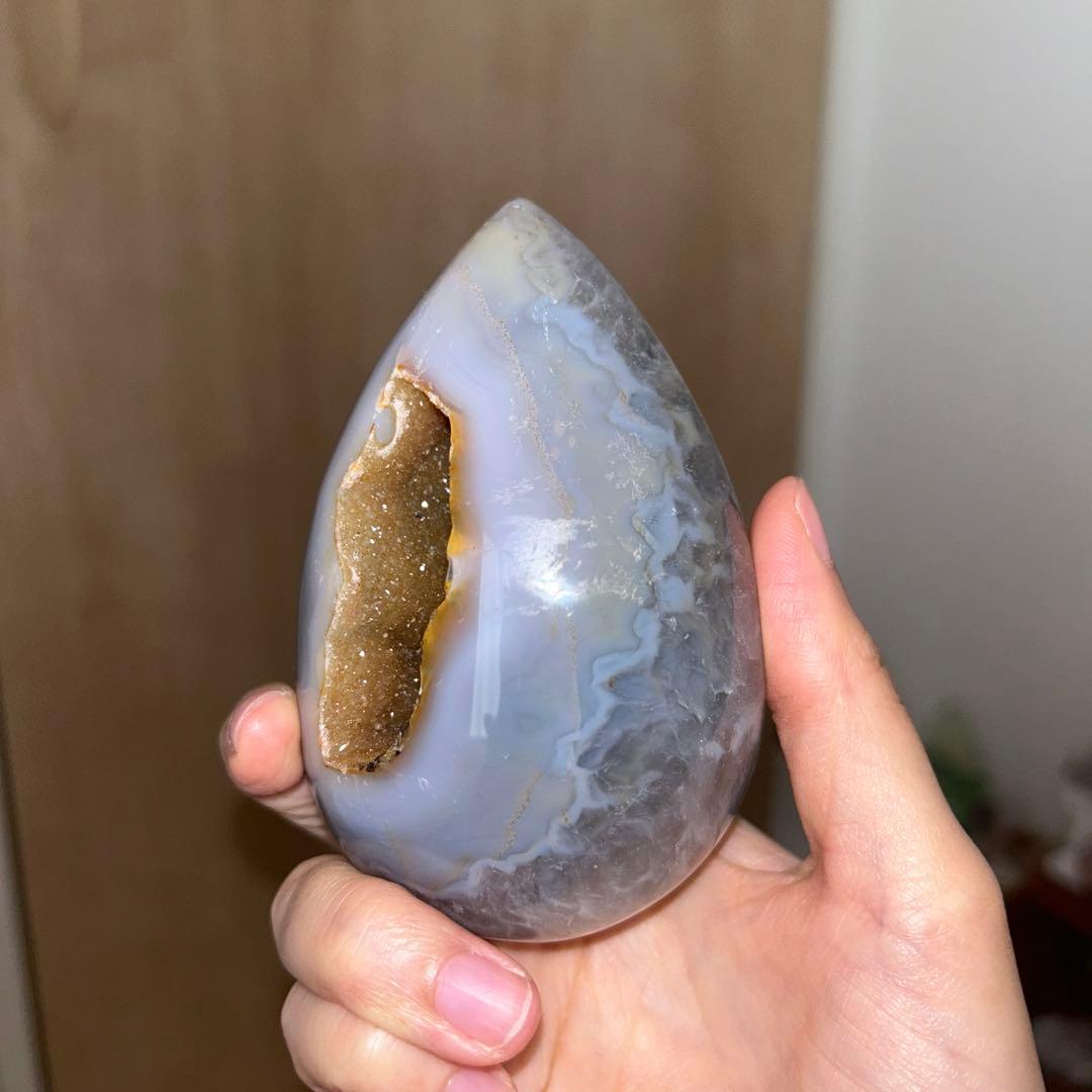 瑪瑙 卵 ジオード 結晶 天然石 465g