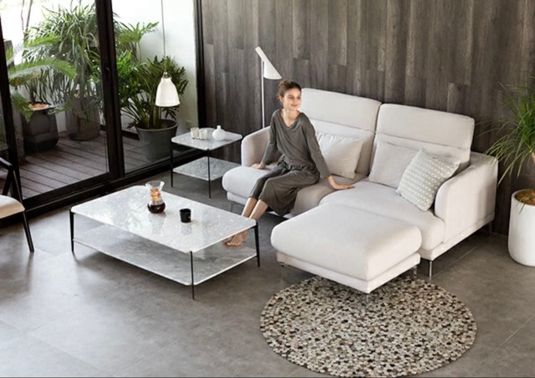 アルモニア Rafia センターテーブル ホワイト　大理石