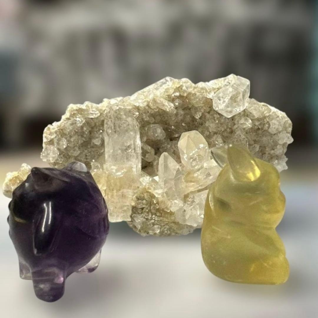 けりー☆ ✨ピカチュウとゲンガー✨バライトの原石付き　アステロイド2個