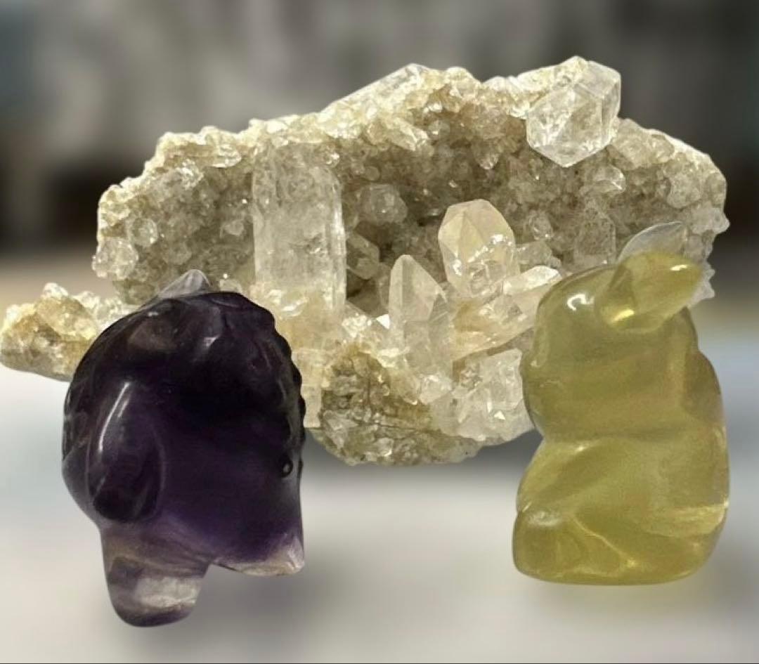 けりー☆ ✨ピカチュウとゲンガー✨バライトの原石付き　アステロイド2個