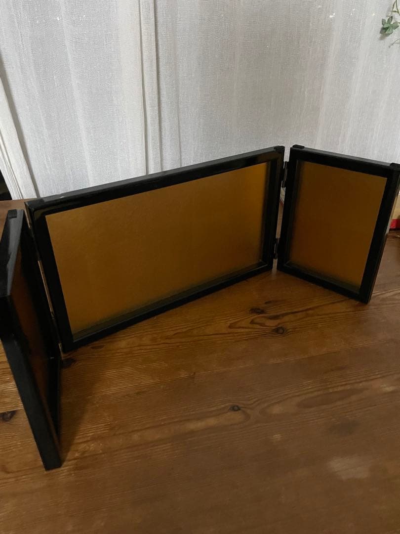 江戸木目込　柿沼東光作　立ち雛　黒塗り屏風付き