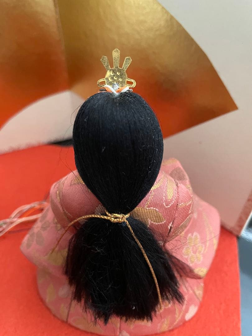 江戸木目込　柿沼東光作　立ち雛　黒塗り屏風付き