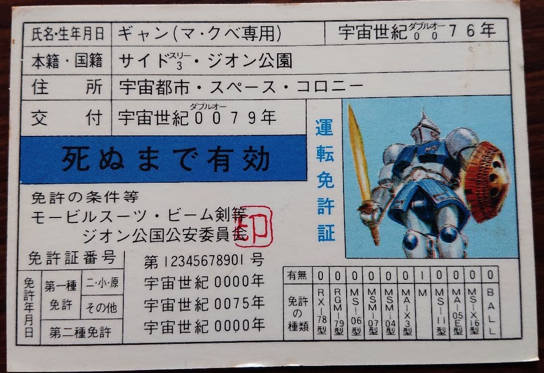 ガンダム免許証16枚 【昭和レトロ】シャア専用あり - メルカリ