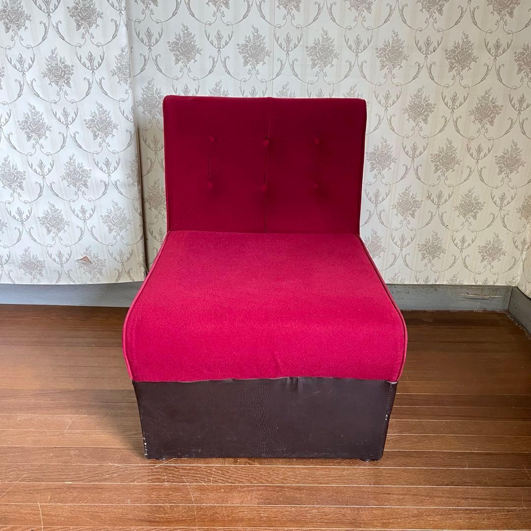 【アンティーク】② 昭和レトロ 1人掛けソファー ワインレッド スナック 喫茶店
