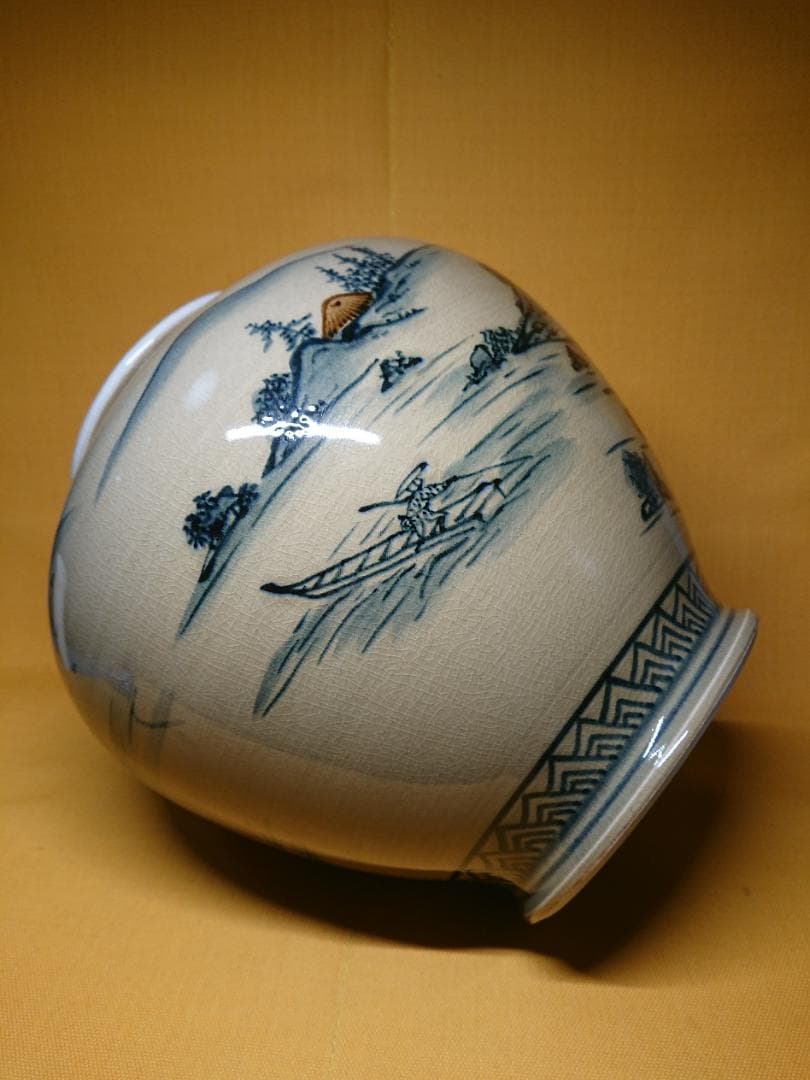 美品】九谷 壷 陶器 山水絵 置物 インテリア 工芸品 美術品 A1125