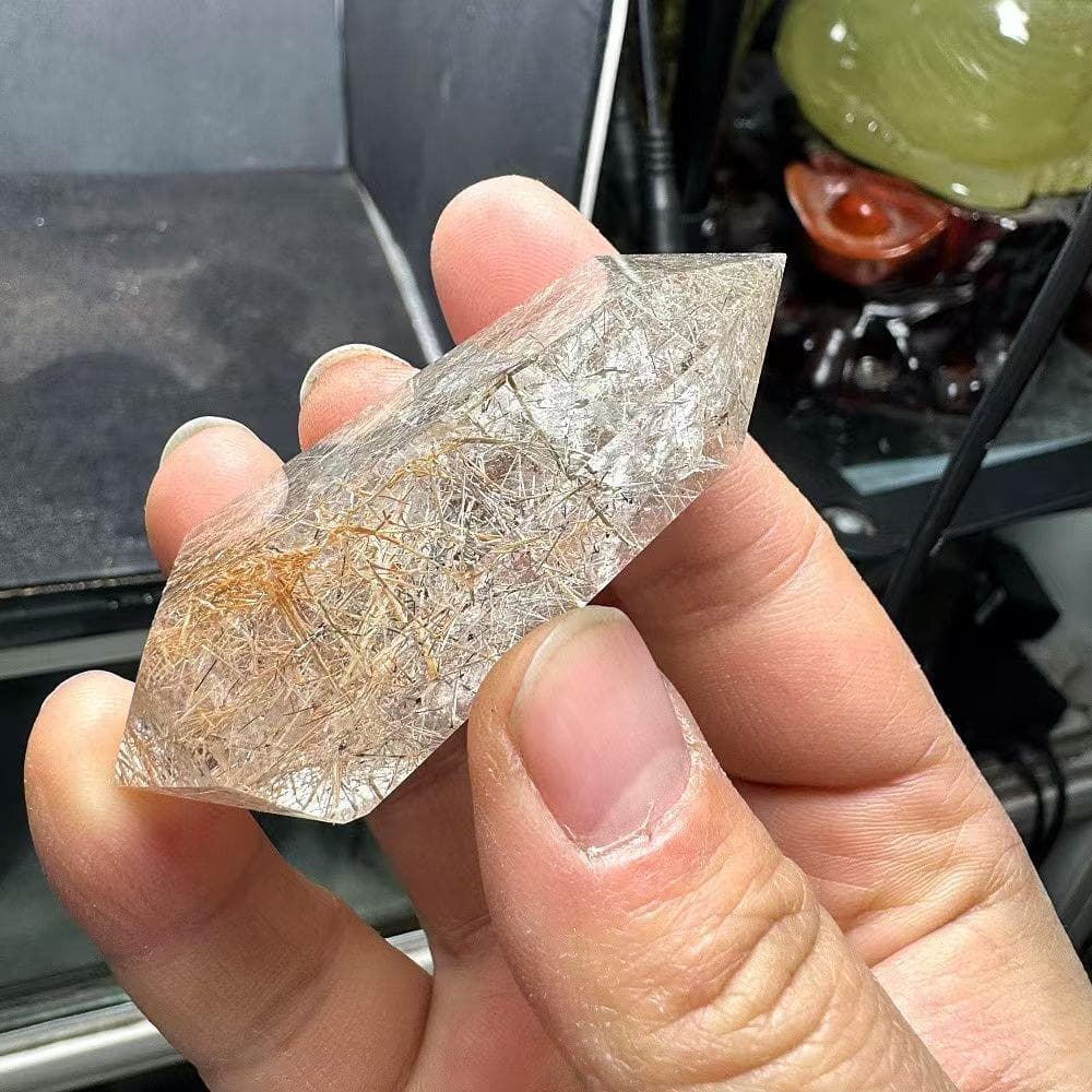 AAAA級天然ゴールドルチルクォーツ六角柱B0109/YS/10601/185C