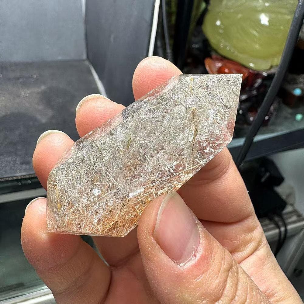 AAAA級天然ゴールドルチルクォーツ六角柱B0109/YS/10601/185C