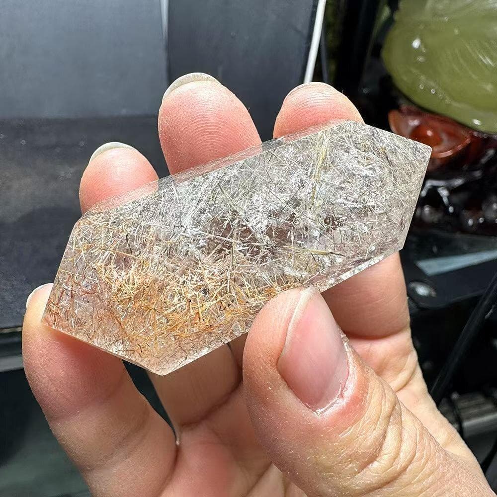 AAAA級天然ゴールドルチルクォーツ六角柱B0109/YS/10601/185C