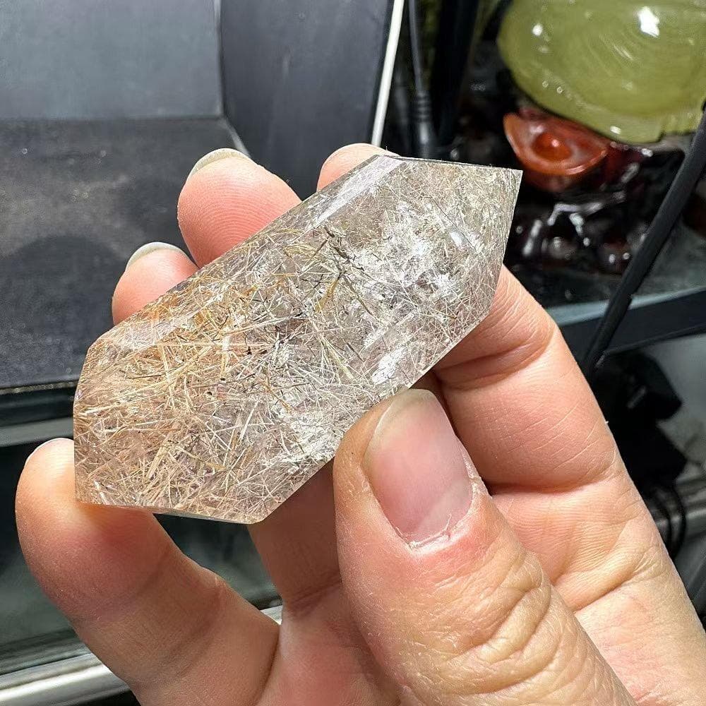 AAAA級天然ゴールドルチルクォーツ六角柱B0109/YS/10601/185C