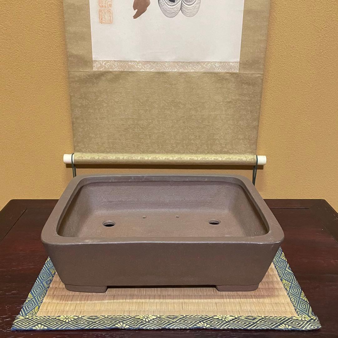 【落款あり】中村祐士 常滑 中野裕士 紫泥長方鉢