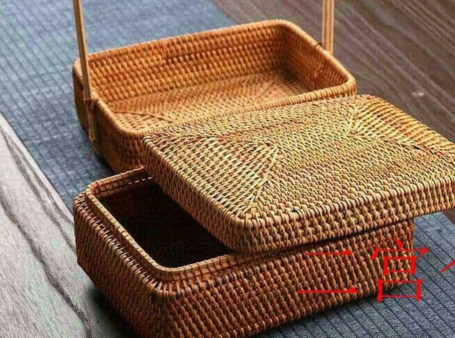 収納ケース 藤編 茶道具 ピクニック 小物入れ籠 便攜 民芸職人手作り弁当箱3