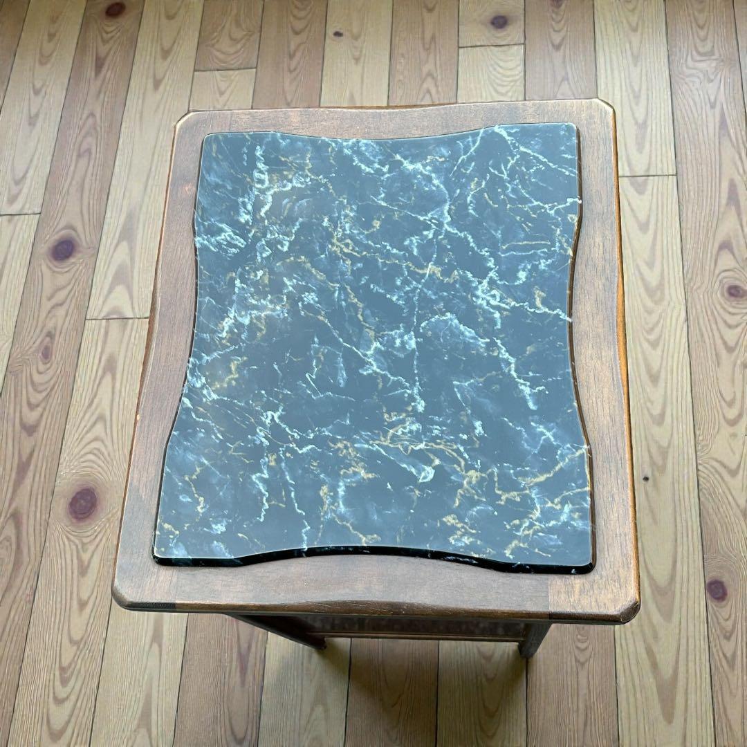 稀少❣️ヴィンテージ品✨カリモク 大理石天板 電話台 当時物 キャビネット 収納