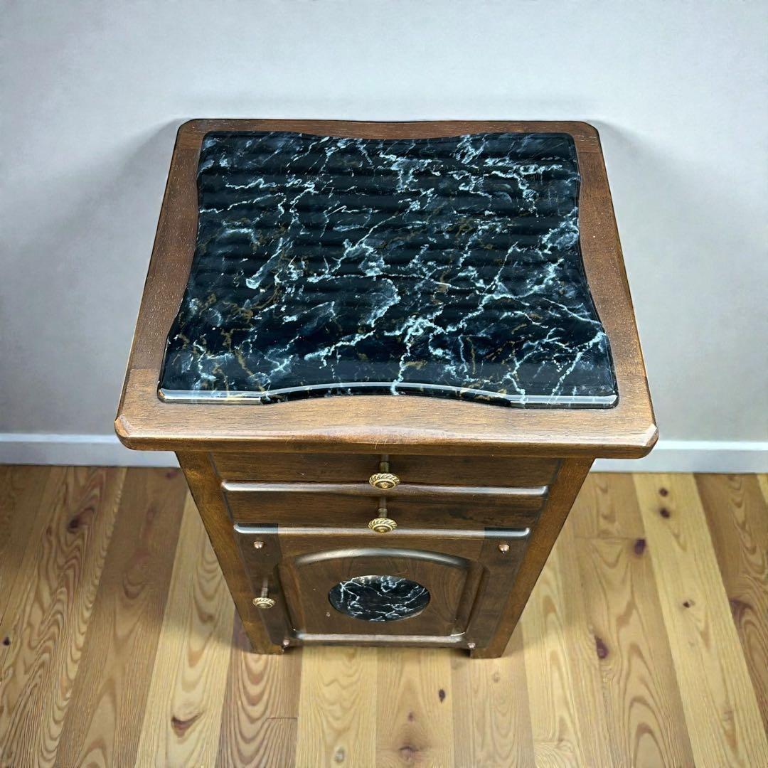 稀少❣️ヴィンテージ品✨カリモク 大理石天板 電話台 当時物 キャビネット 収納