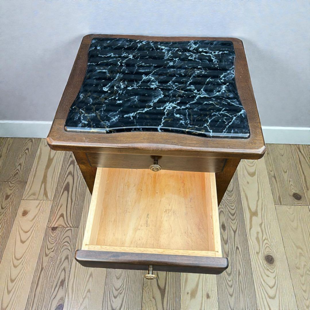 稀少❣️ヴィンテージ品✨カリモク 大理石天板 電話台 当時物 キャビネット 収納