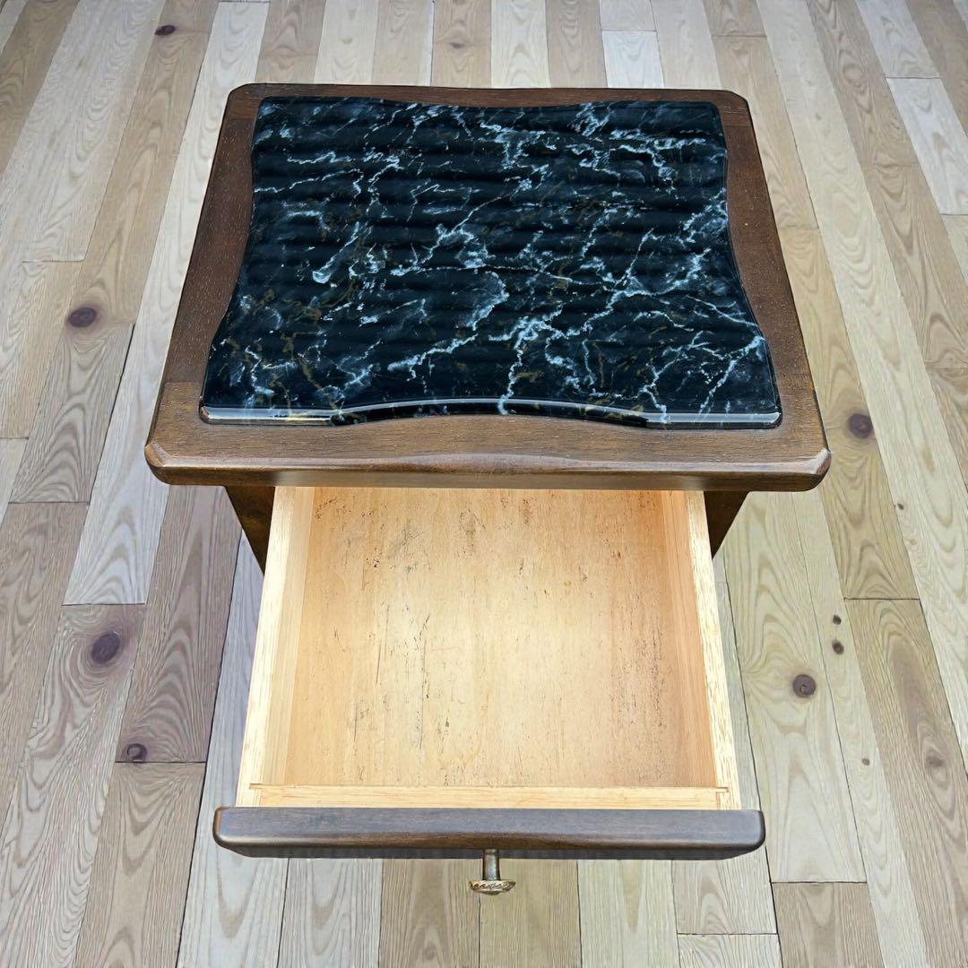 稀少❣️ヴィンテージ品✨カリモク 大理石天板 電話台 当時物 キャビネット 収納