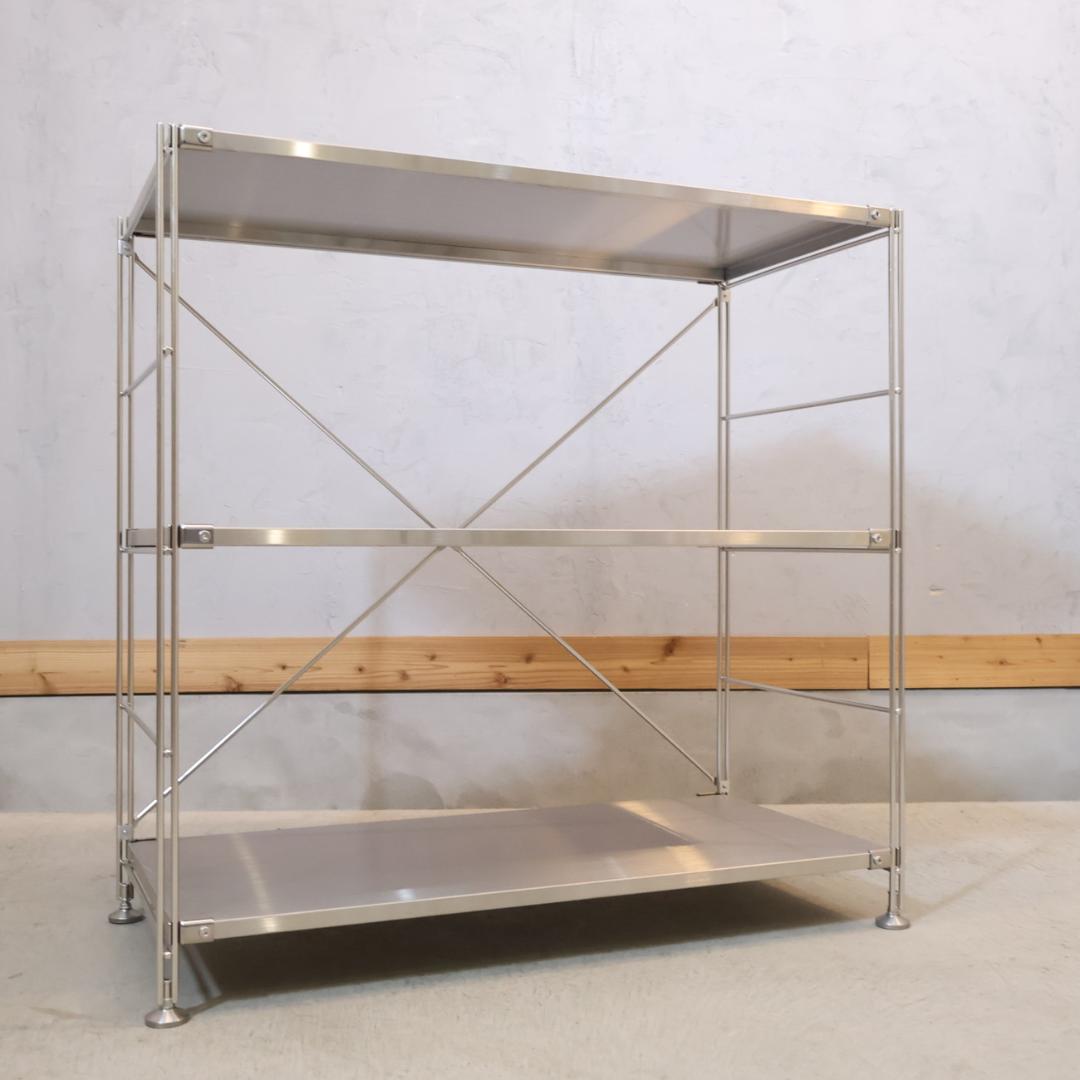無印良品 MUJI ステンレス 3段ユニットシェルフ シンプル 飾り棚 ラック
